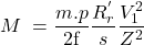 \[M\;=\frac{m.p}{2\mathrm{πf}}\frac{R_r^'}s\frac{V_1^2}{Z^2}\]