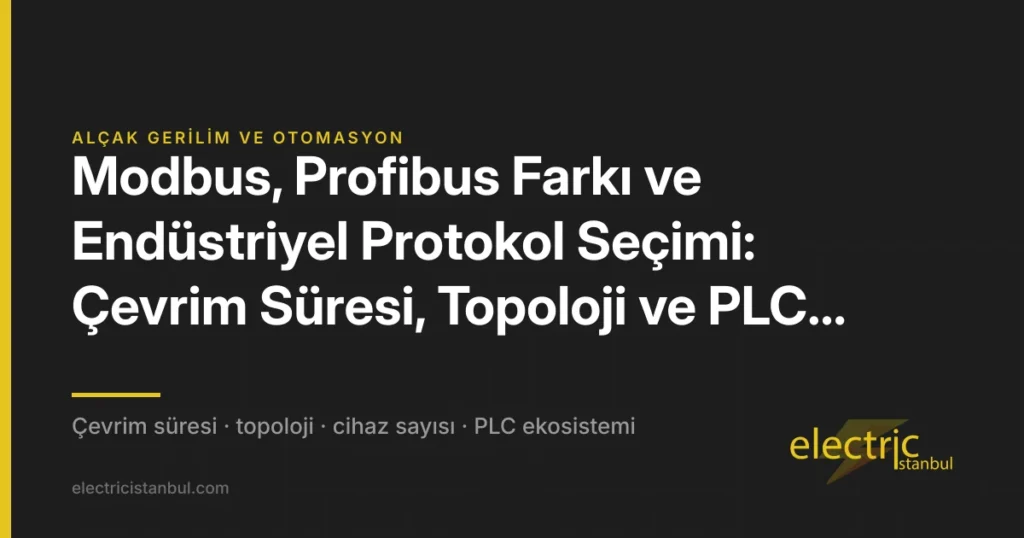 Modbus, Profibus Farkı ve Endüstriyel Protokol Seçimi: Çevrim Süresi, Topoloji ve PLC Ekosistemine Göre Karar — kapak görseli